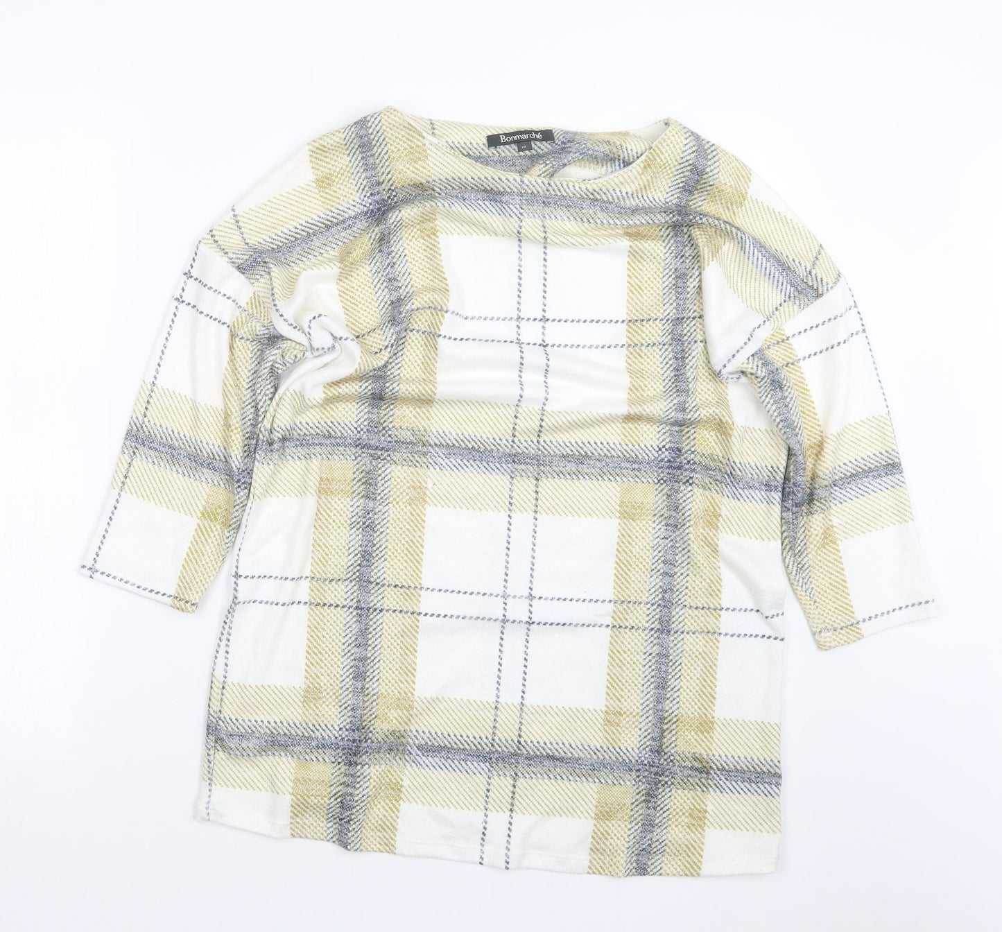 Bonmarché Womens Green Check  Basic T-Shirt Size 10