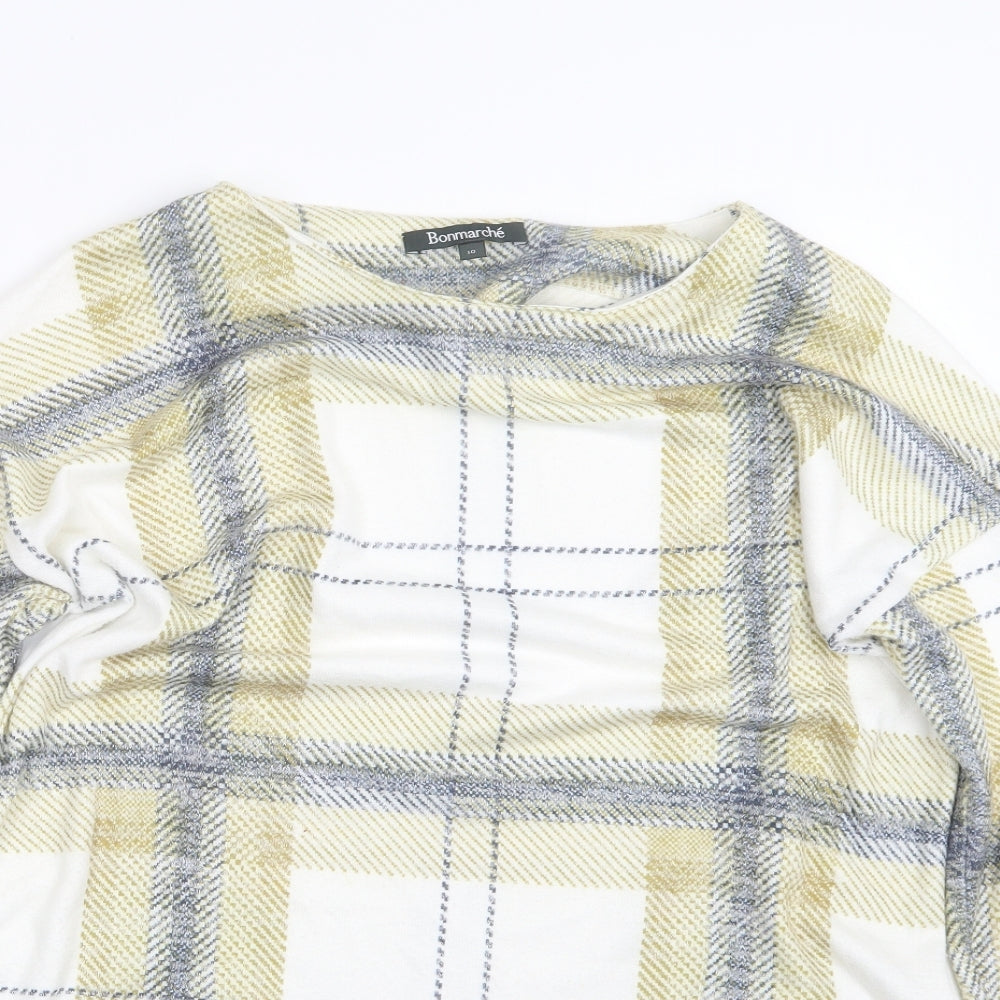 Bonmarché Womens Green Check  Basic T-Shirt Size 10