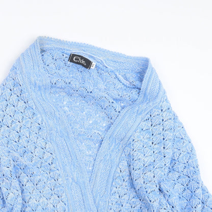 Womens UK Size M CHIC Blue Cardigan Jumper