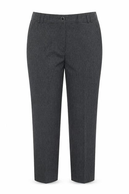 Front view of Marks & Spencer women’s grey trousers, size UK 18, 30-inch leg