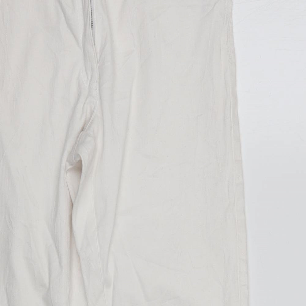 Womens UK Size 8 Preworn Regular Fit Cropped Ivory Jeans