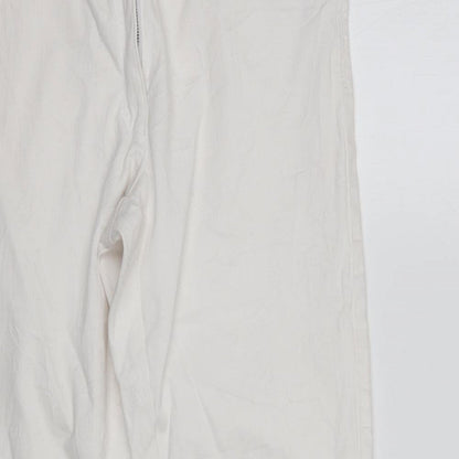Womens UK Size 8 Preworn Regular Fit Cropped Ivory Jeans