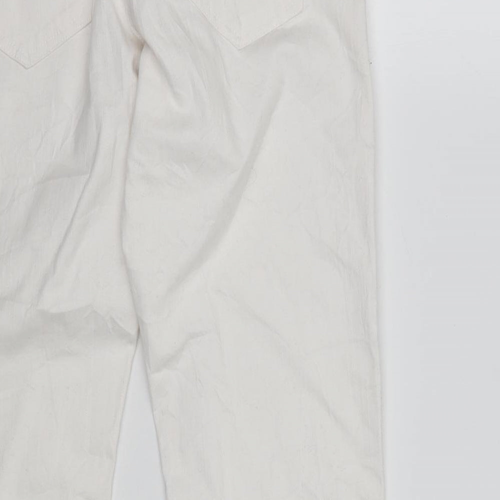 Womens UK Size 8 Preworn Regular Fit Cropped Ivory Jeans