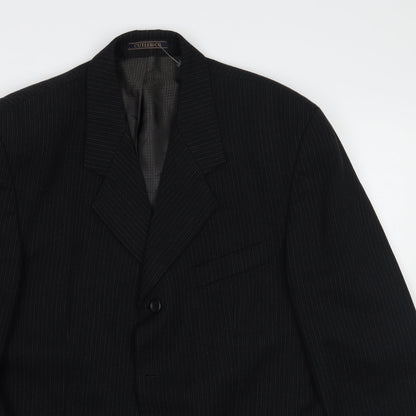 Cutler & Co Mens Black Striped  Jacket Suit Jacket Size 42