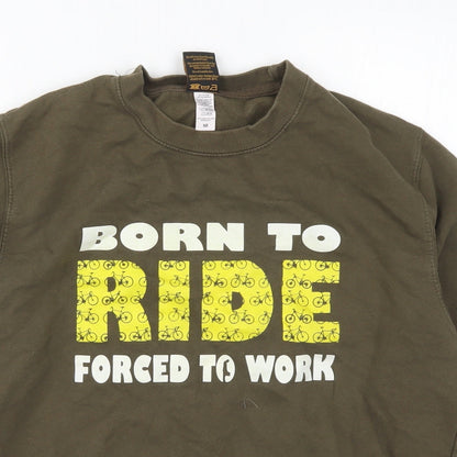 Ride Like the Wind Womens Green Batik  Pullover Sweatshirt Size M  - Born to Ride Forced to Work