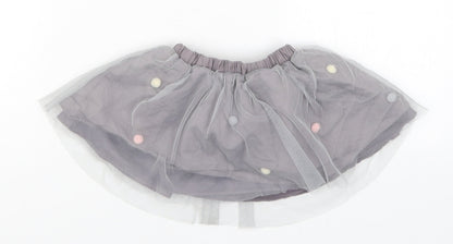 Nutmeg Girls Grey   Tutu Skirt Size 3-6 Months  - Pom Pom