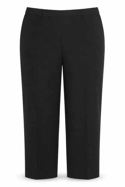 Front view of Marks & Spencer women’s black check trousers, size UK 18, 26-inch leg - pink