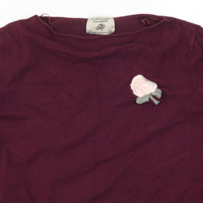 Womens UK Size S Pull & bear Red Pullover Jumper