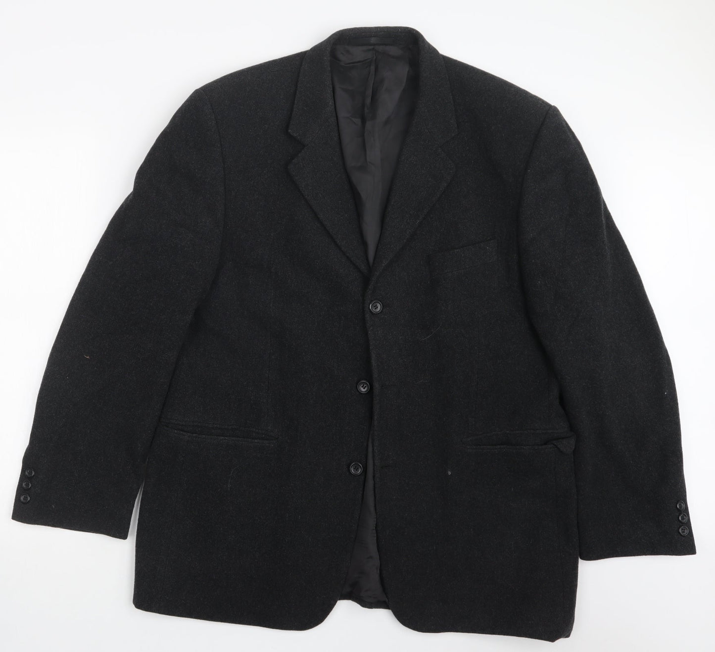 Mens UK Size 42 Pinstripe Regular Black Suit Jacket