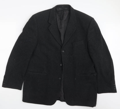 Mens UK Size 42 Pinstripe Regular Black Suit Jacket