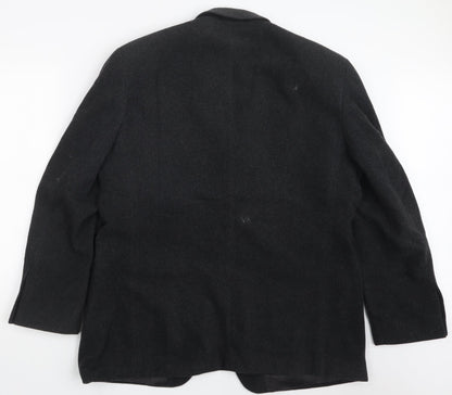 Mens UK Size 42 Pinstripe Regular Black Suit Jacket