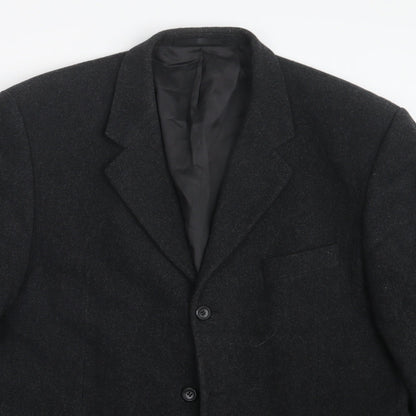 Mens UK Size 42 Pinstripe Regular Black Suit Jacket