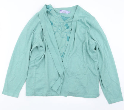 Womens UK Size 18 EWM Green Cardigan Jumper