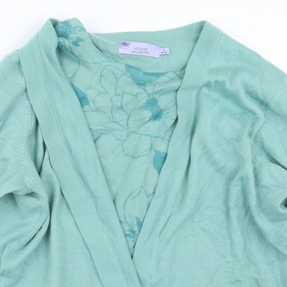 Womens UK Size 18 EWM Green Cardigan Jumper