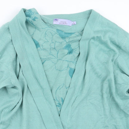 Womens UK Size 18 EWM Green Cardigan Jumper