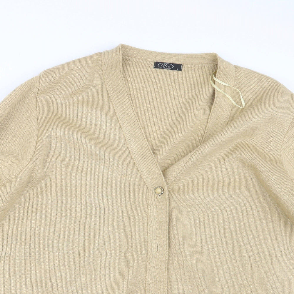 Womens UK Size L BM Beige Cardigan Jumper