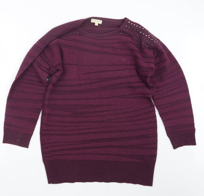 Paramour Womens Purple  Knit Pullover Jumper Size M