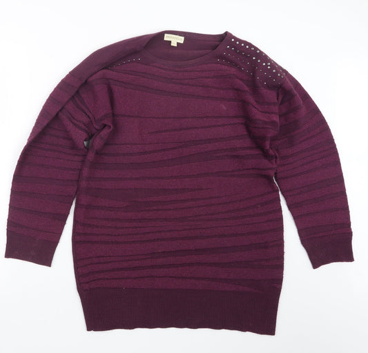 Paramour Womens Purple  Knit Pullover Jumper Size M