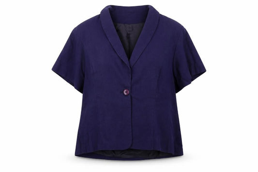 Front view of Hudson & Onslow women’s blue jacket, size UK 18