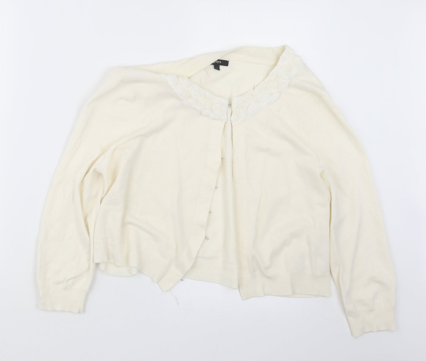 Womens UK Size 18 Papaya Ivory Cardigan Jumper