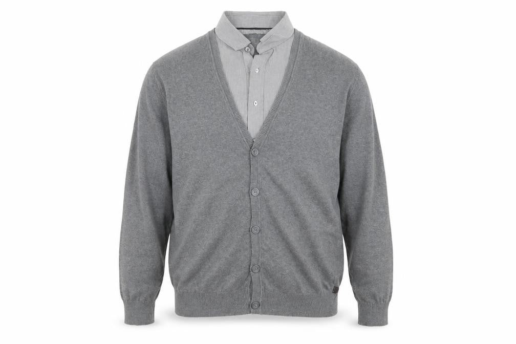 Front view of Debenhams men’s grey knit jumper, size L