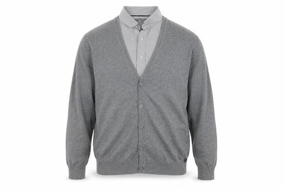 Front view of Debenhams men’s grey knit jumper, size L