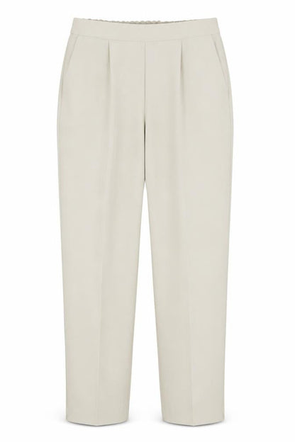 Front view of Preworn women’s beige trousers, size UK 18, 23.5-inch leg