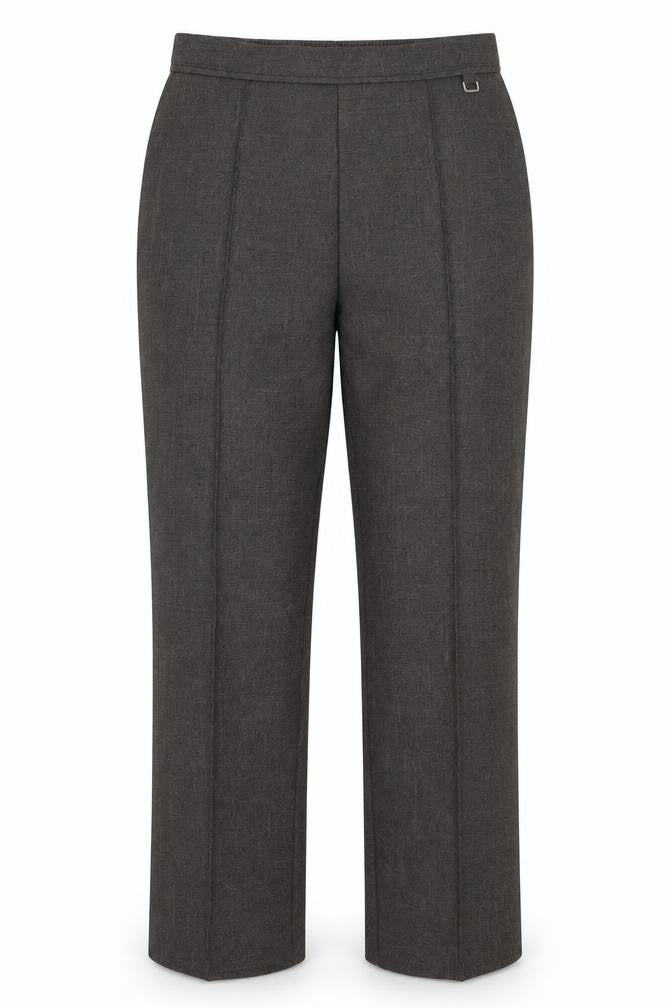 Front view of Marks & Spencer women’s brown trousers, size UK 12, 26-inch leg