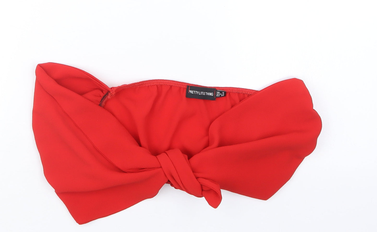 Womens UK Size 8 PRETTYLITTLETHING Red Cropped T-Shirt