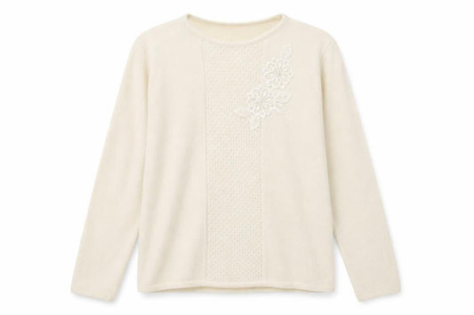 Front view of Bonmarché women’s ivory knit jumper, size M