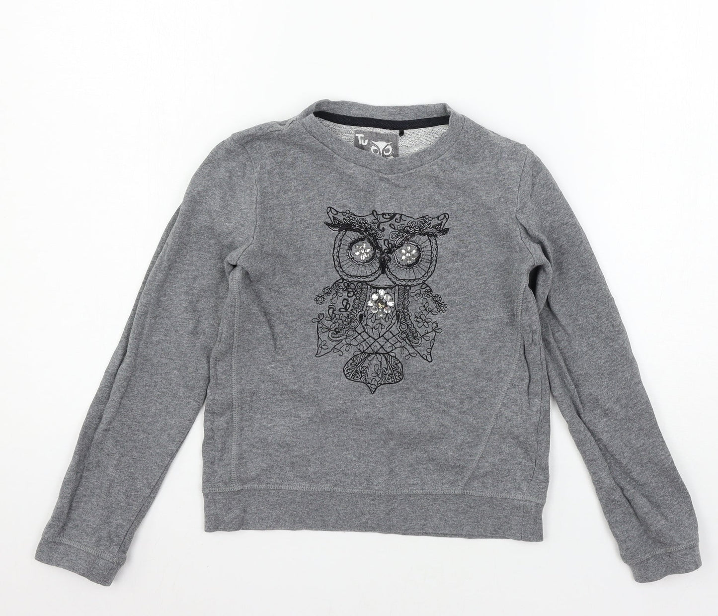 TU Boys Grey  Jersey Pullover Sweatshirt Size 9 Years  - Owl