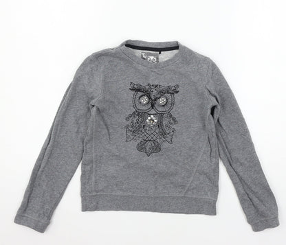 TU Boys Grey  Jersey Pullover Sweatshirt Size 9 Years  - Owl