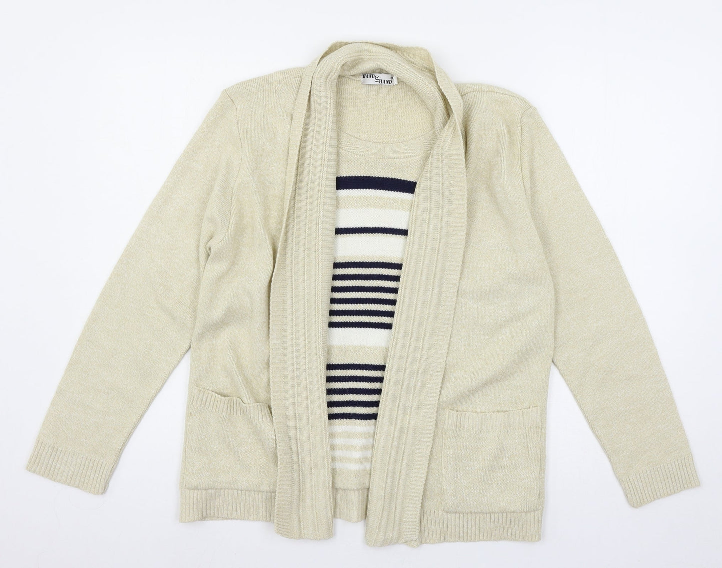 Hand to Hand Womens Ivory Striped Knit Pullover Jumper Size S