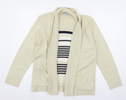 Hand to Hand Womens Ivory Striped Knit Pullover Jumper Size S