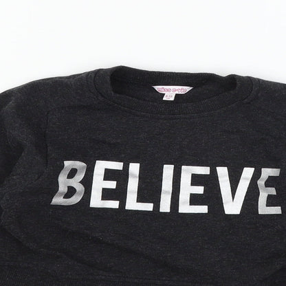 Miss E-vie Girls Grey  Jersey Pullover Sweatshirt Size 9-10 Years  - Believe