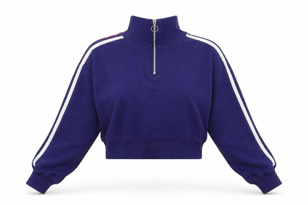 Front view of Divided by H&M women’s blue jersey pullover sweatshirt, size XS