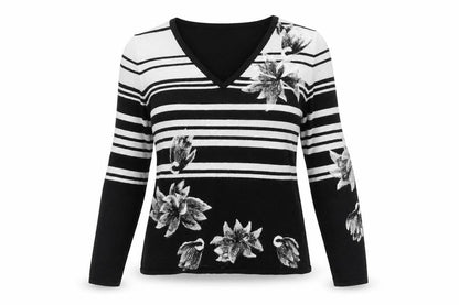 Diva Womens Black Striped Knit Pullover Jumper Size 10