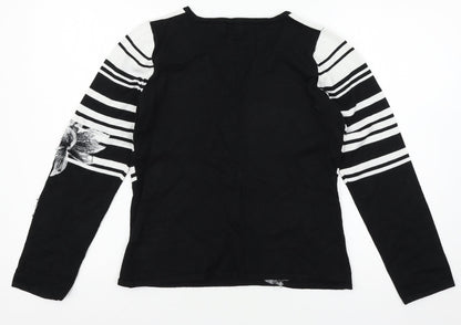 Diva Womens Black Striped Knit Pullover Jumper Size 10