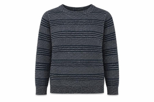 Front view of TRU Collection women’s blue striped knit jumper, size S
