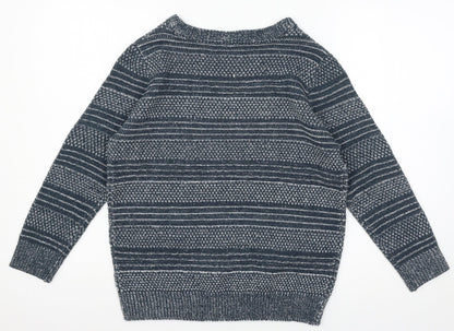 TRU Collection Womens Blue Striped Knit Pullover Jumper Size S