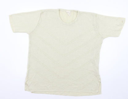 Preworn Womens Beige  Knit Basic T-Shirt Size 20
