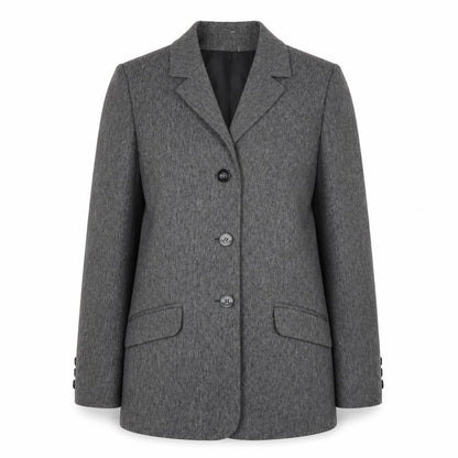 Front view of Debenhams women’s grey jacket blazer, size UK 12, - shoulder pads