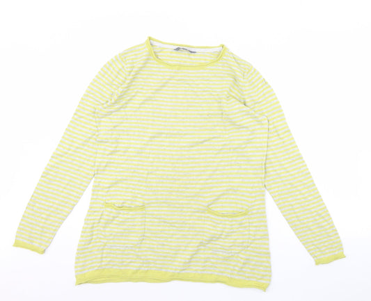 Lilly & me Womens Yellow Striped  Pullover Jumper Size 12