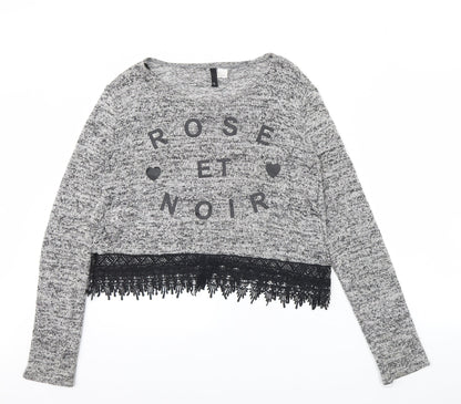 Womens UK Size L H&M Grey Pullover Jumper