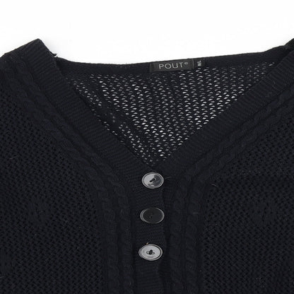 Pout Womens Blue  Knit Cardigan Jumper Size M