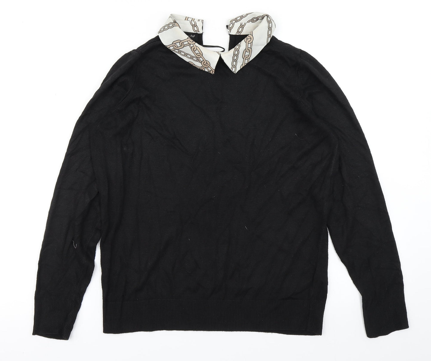 F&F Womens Black  Knit Pullover Jumper Size 8