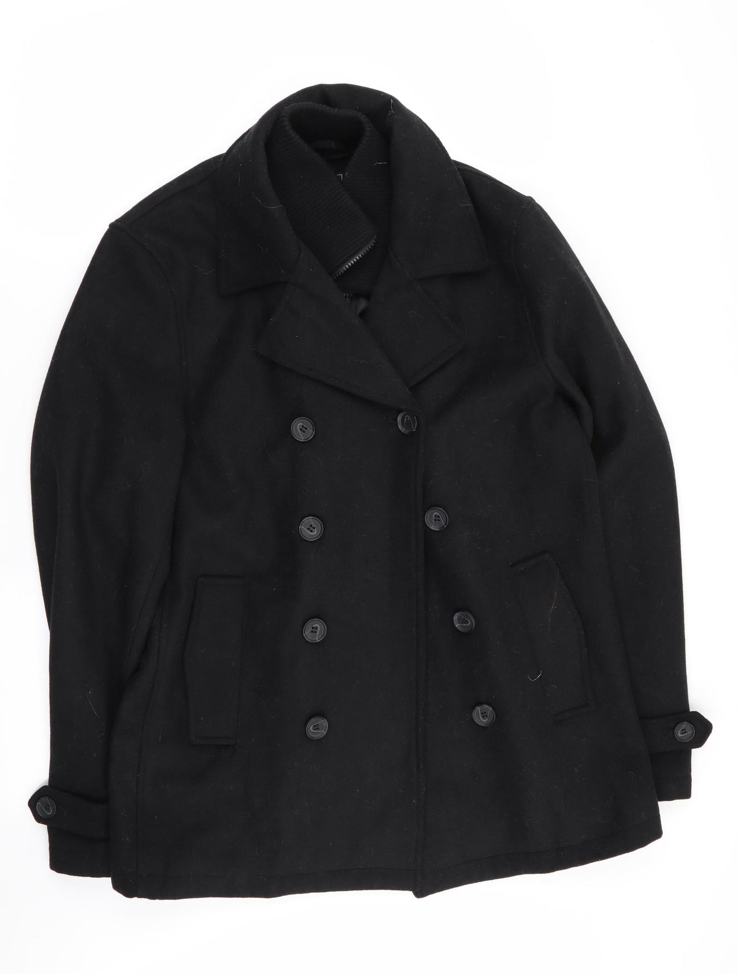 Womens UK Size M Peacocks Black Overcoat