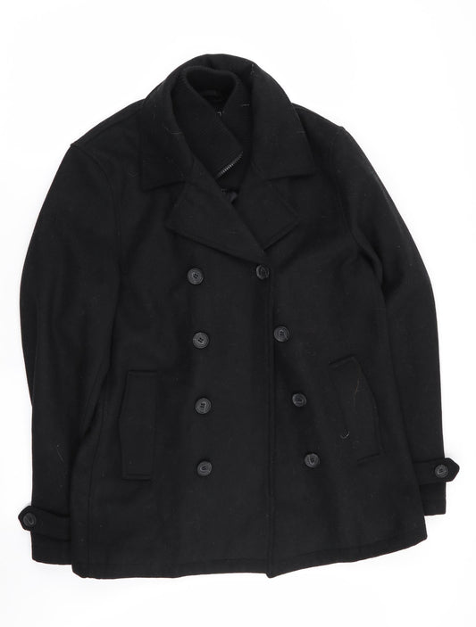 Womens UK Size M Peacocks Black Overcoat