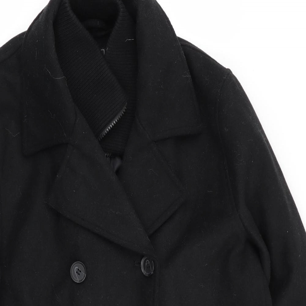 Womens UK Size M Peacocks Black Overcoat