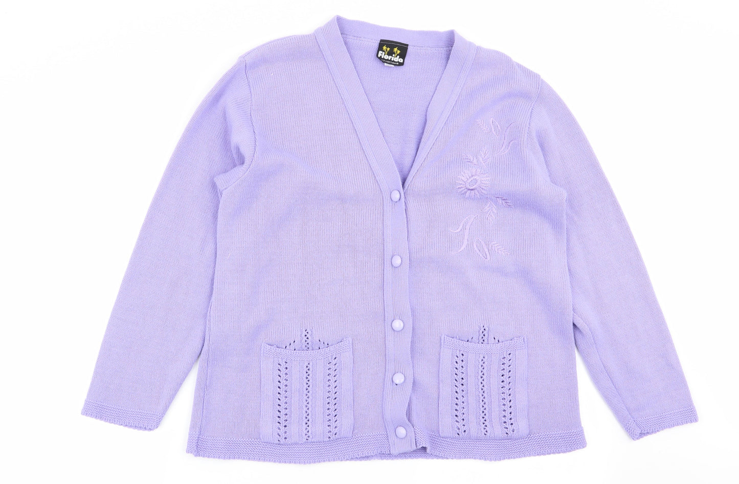 Womens UK Size M Florida Purple Cardigan Jumper